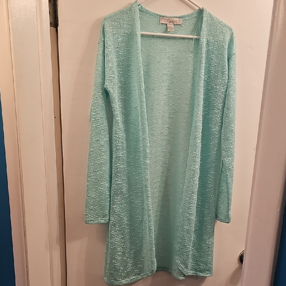 Light Blue Open Front Cardigan